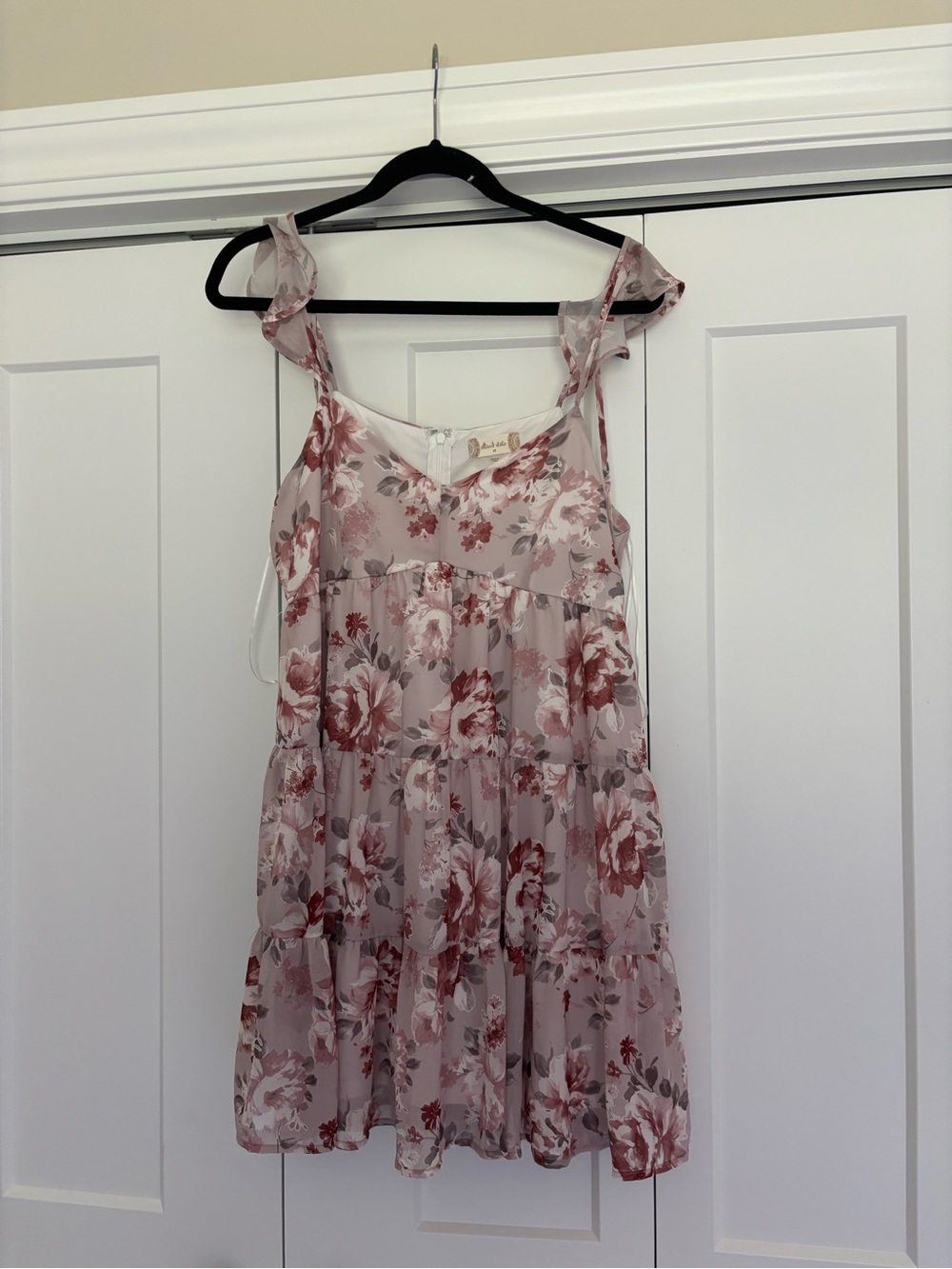 Altar'd State Rose Print Floral Dress in Blush and Gray